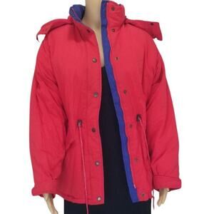 80s Goose Down Red Puffer Winter Coat Detachable Hood SZ Small VINTAGE CABELA'S